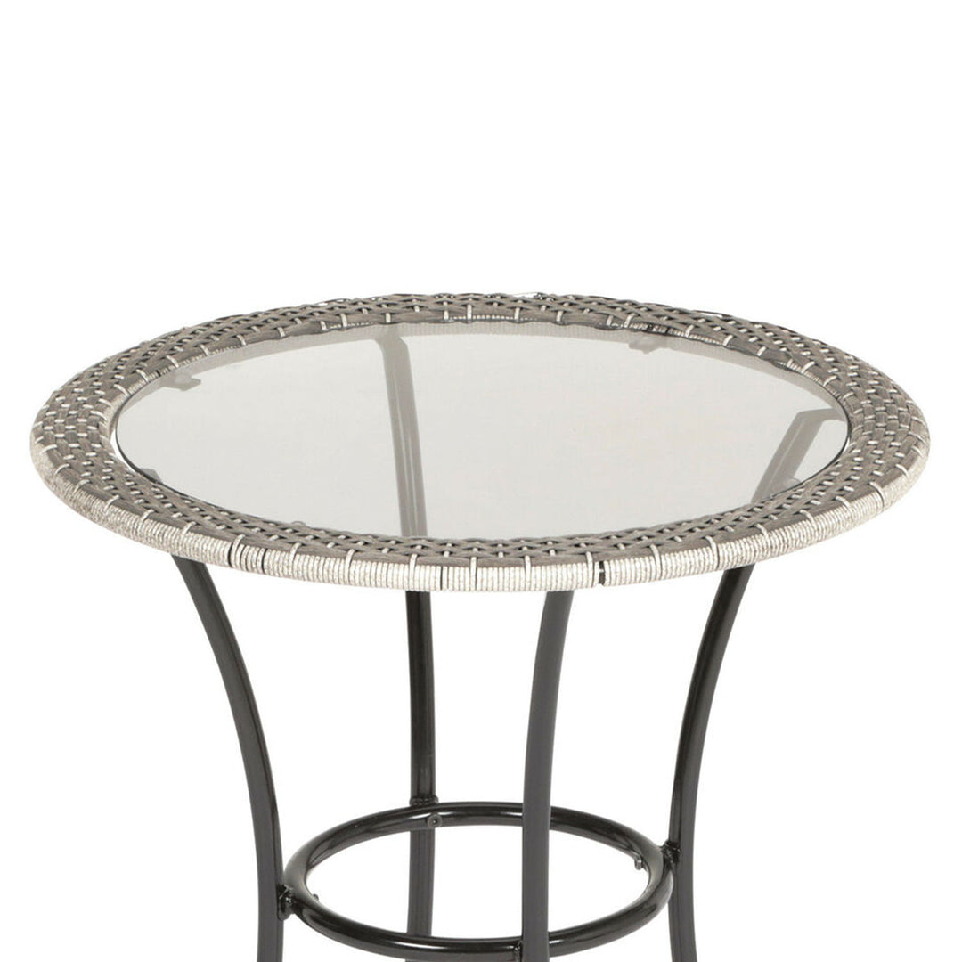 Four Seasons Courtyard 24" Wicker Modern Bistro Patio Table, Gray (Open Box)