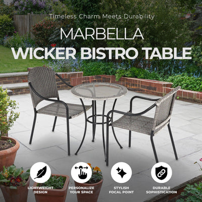 Four Seasons Courtyard 24" Wicker Modern Bistro Patio Table, Gray (Open Box) - VMInnovations