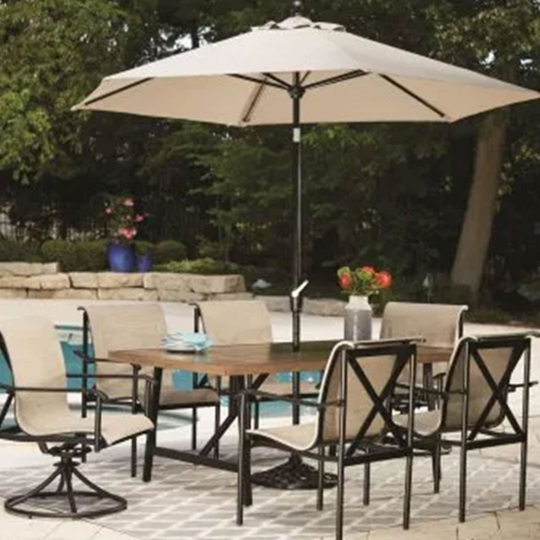 Four Seasons Courtyard 2 Tone Aluminum Eastport Slat Top Patio Dining Table