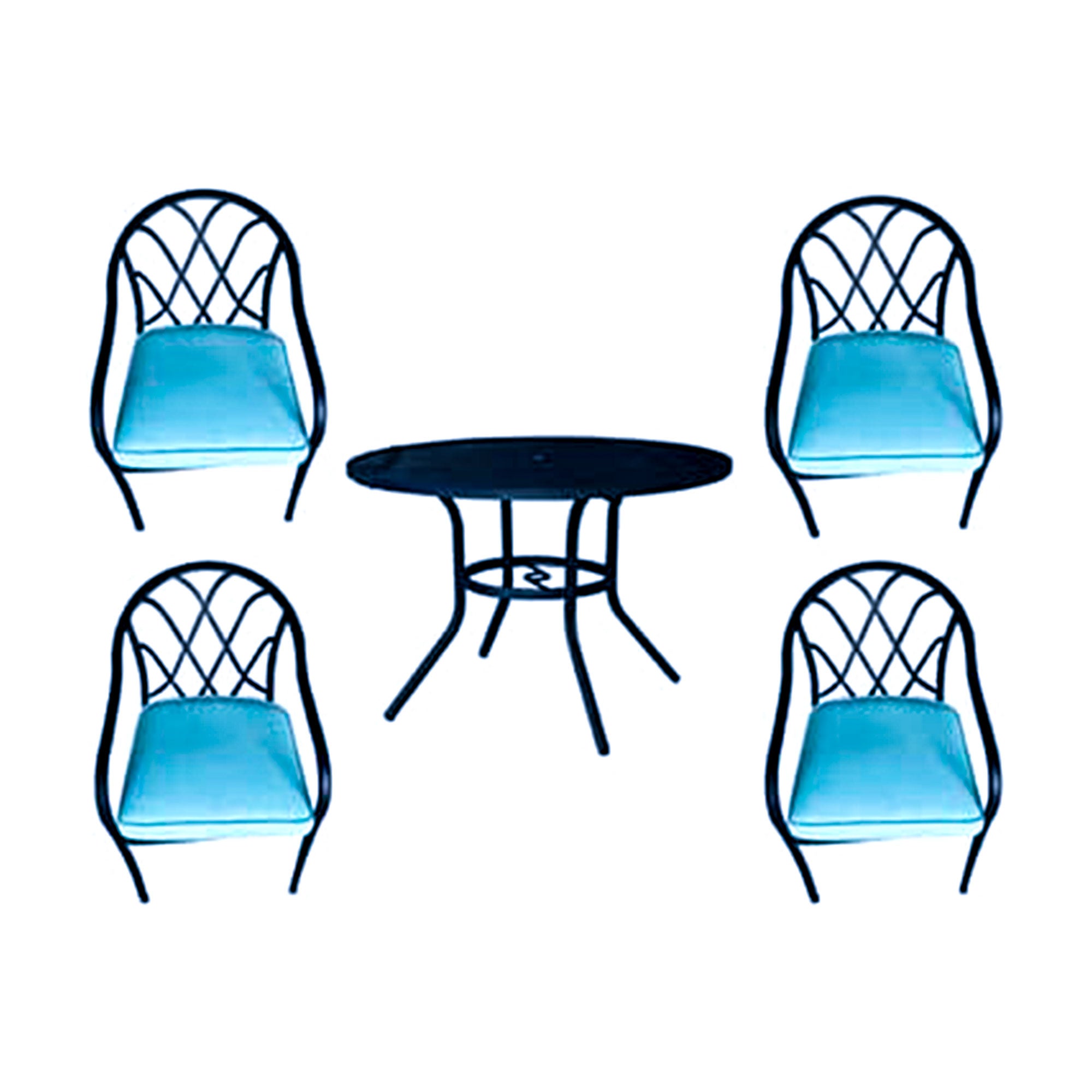Four Seasons Courtyard Clearwater 5 Piece Stacking Chairs Patio Dining Set, Teal - VMInnovations