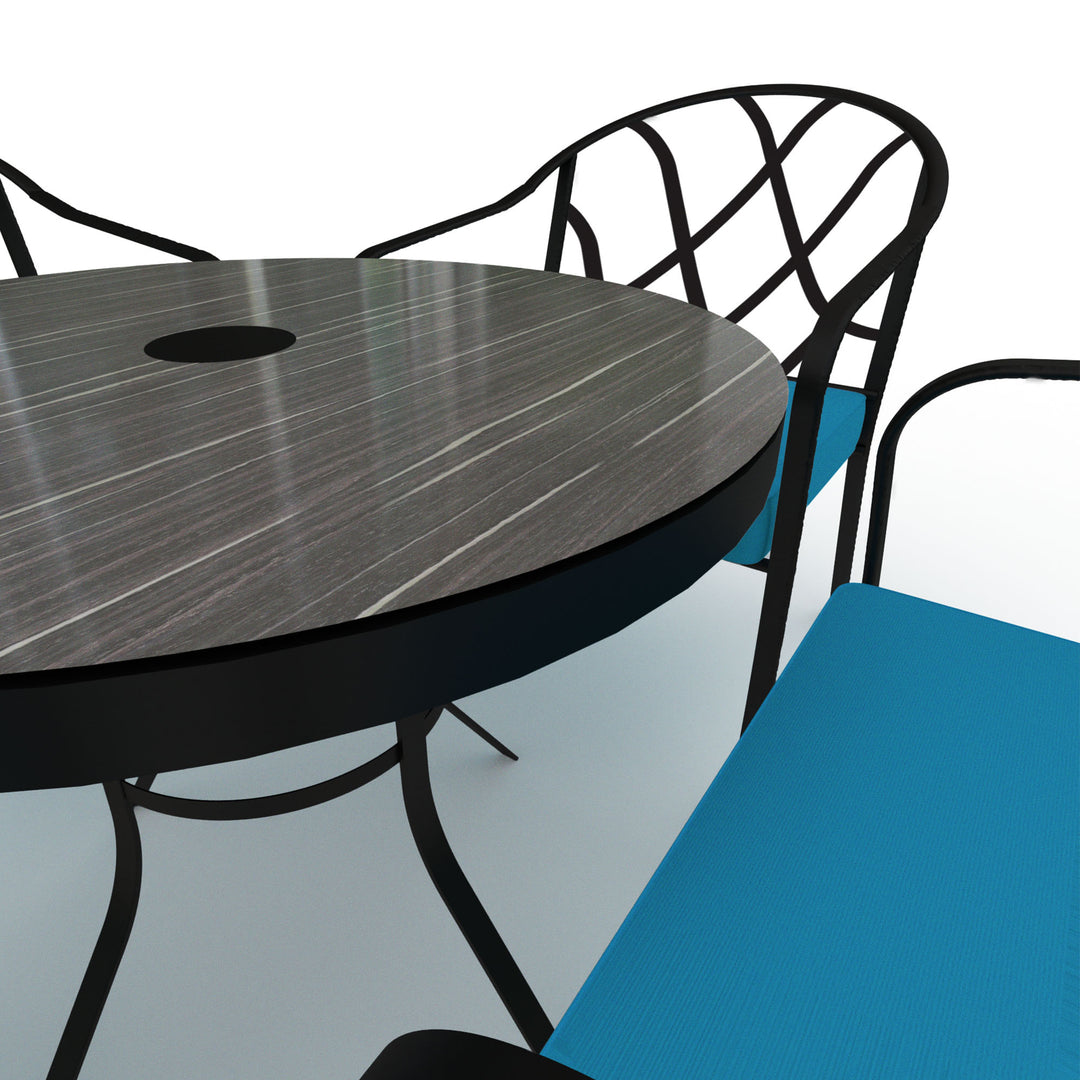 Four Seasons Courtyard Clearwater 5 Piece Stacking Chairs Patio Dining Set, Teal