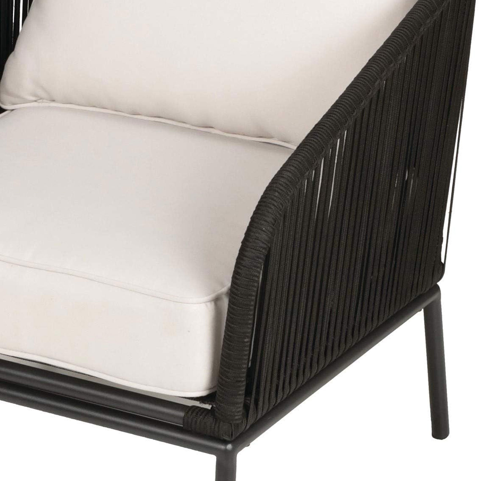 Four Seasons Courtyard 3pc Chat Set with Woven Rope Design, Black (Open Box) - VMInnovations