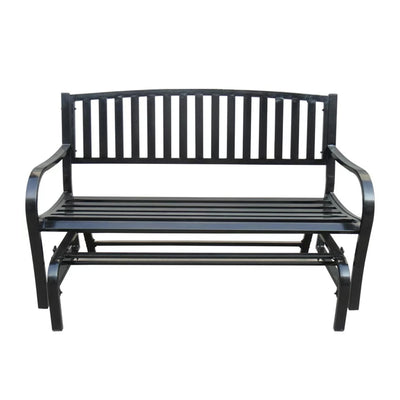 Four Seasons Courtyard Outdoor Steel Glider Bench with 500 Pound Capacity, Black