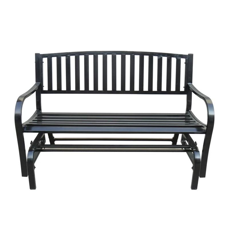 Four Seasons Courtyard Outdoor Steel Glider Bench w/500lb Capacity, Black (Used)