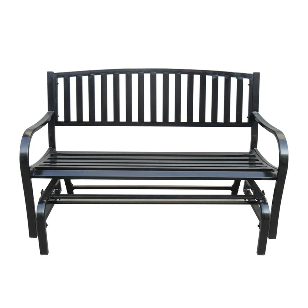 Four Seasons Courtyard Outdoor Steel Glider Bench, Black (Open Box)