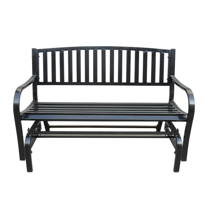 Four Seasons Courtyard Outdoor Steel Glider Bench, Black (Open Box)