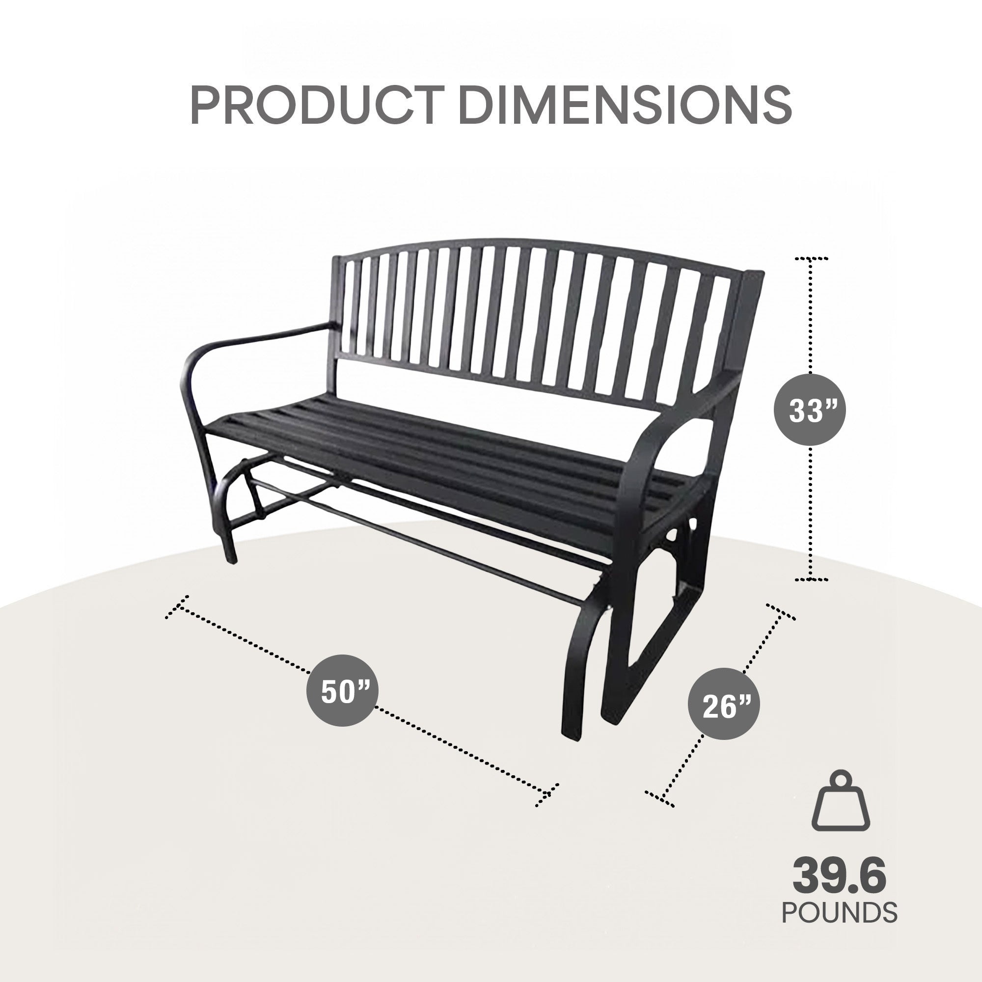 Four Seasons Courtyard Outdoor Steel Glider Bench w/500lb Capacity, Black (Used) - VMInnovations