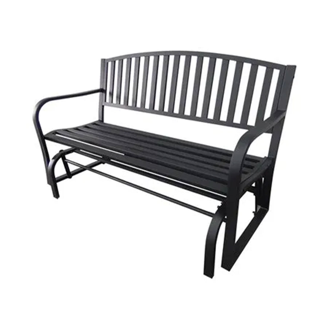 Four Seasons Courtyard Outdoor Steel Glider Bench w/500lb Capacity, Black (Used)