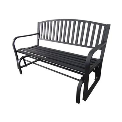 Four Seasons Courtyard Outdoor Steel Glider Bench w/500lb Capacity, Black (Used) - VMInnovations