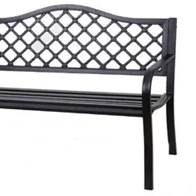 Four Seasons Courtyard Steel Park Bench w/Lattice Seat Back Design, Black (Used) - VMInnovations