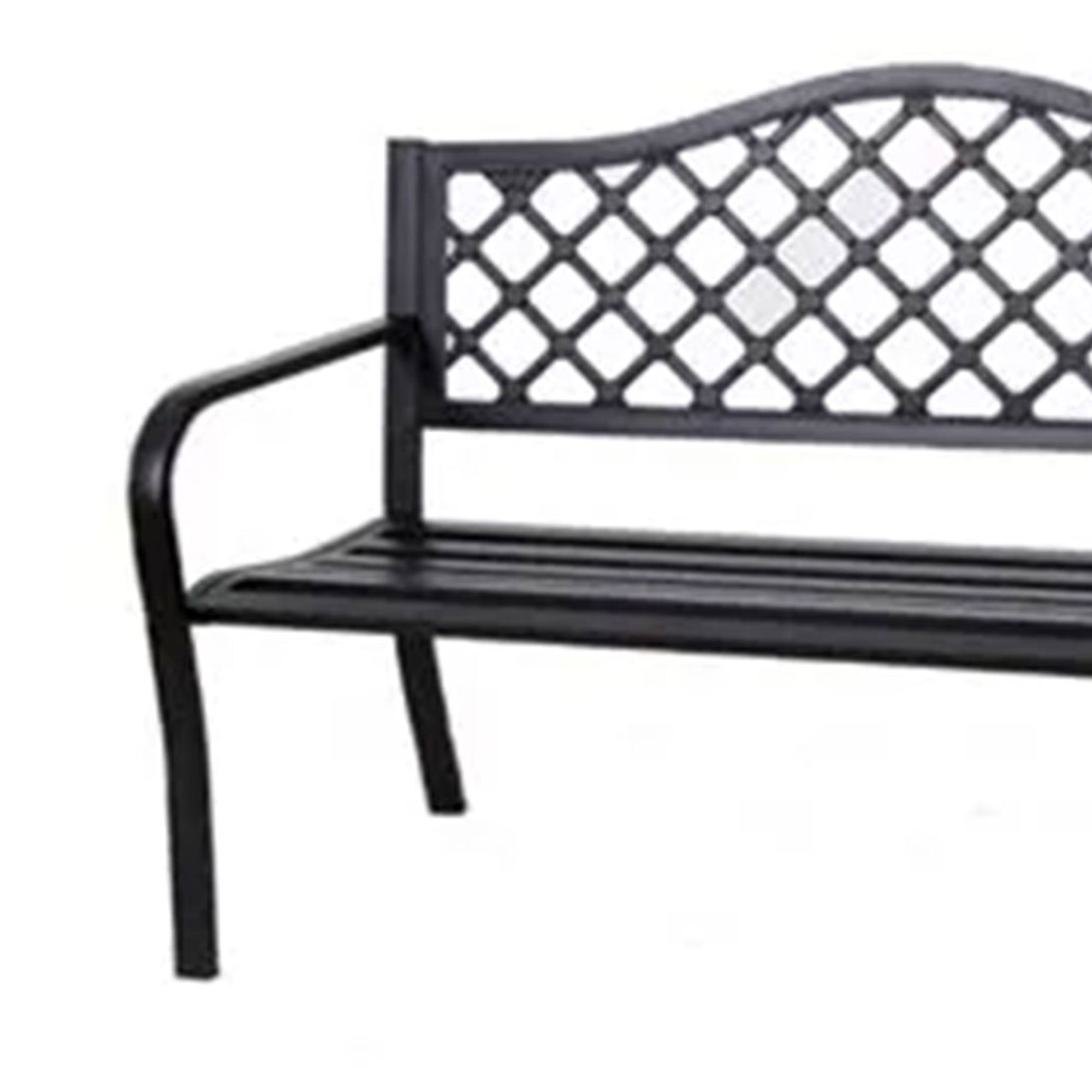 Four Seasons Courtyard Steel Park Bench w/Lattice Seat Back Design, Black (Used) - VMInnovations