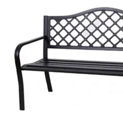 Four Seasons Courtyard Steel Park Bench w/Lattice Seat Back Design, Black (Used) - VMInnovations