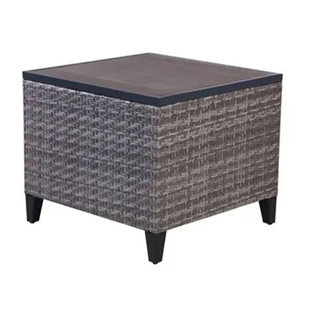 Four Seasons Courtyard Serronova Faux Wood Top Aluminum Side Table, Light Gray