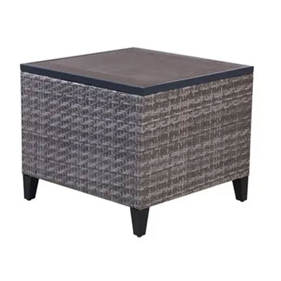 Four Seasons Courtyard Serronova Faux Wood Top Aluminum Side Table, Light Gray - VMInnovations