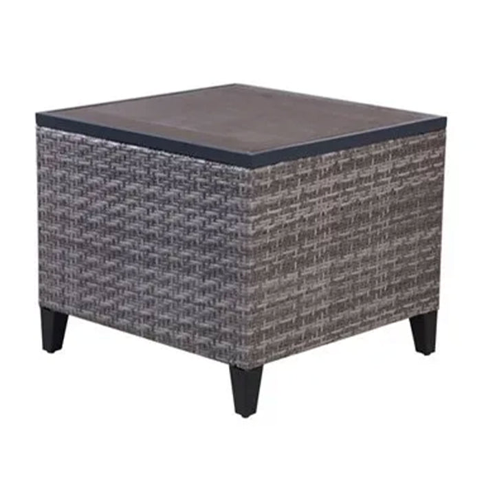 Four Seasons Courtyard Serronova Faux Wood Top Aluminum Side Table, Light Gray