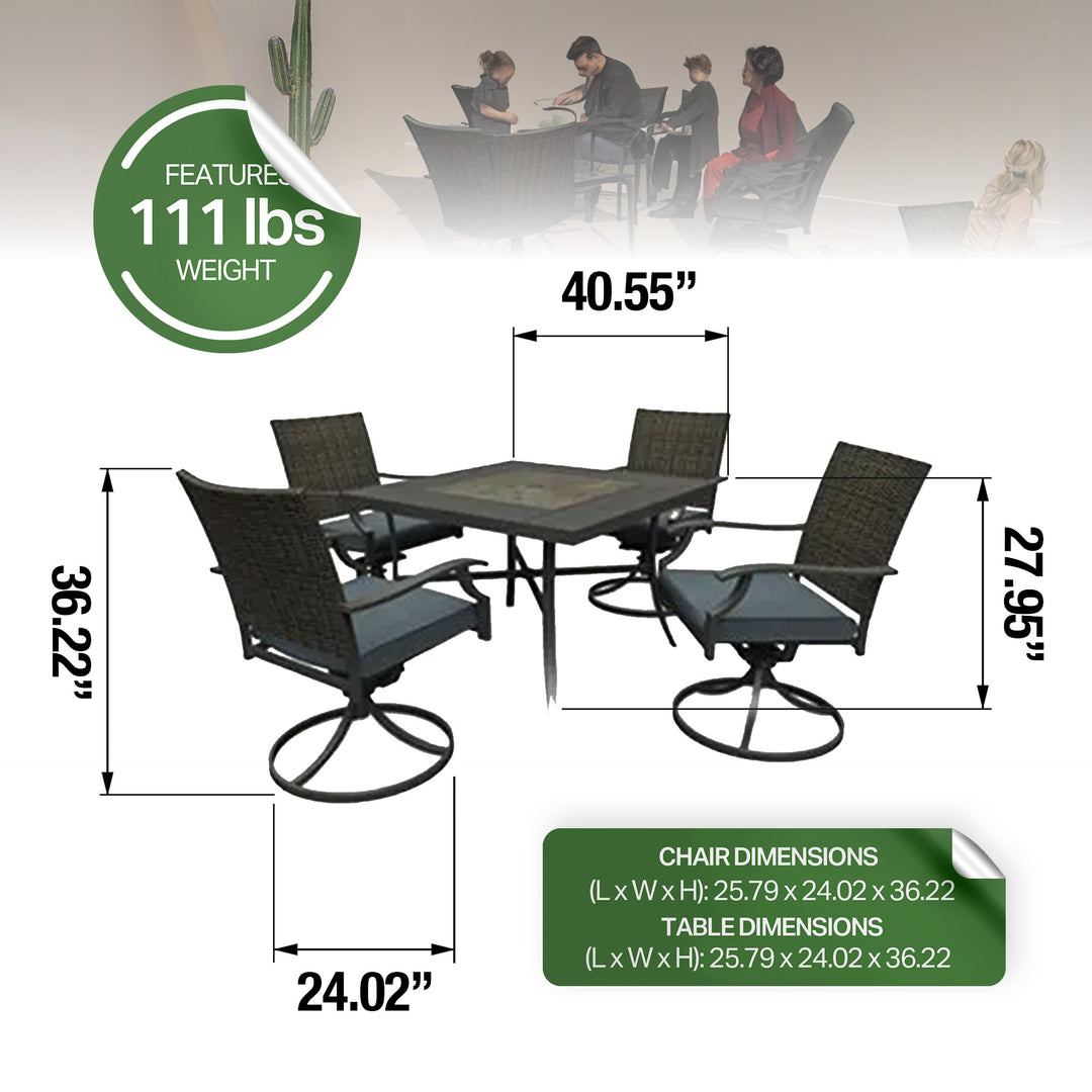 Four Seasons Courtyard Belmont 5 Piece All Weather Patio Furniture Dining Set