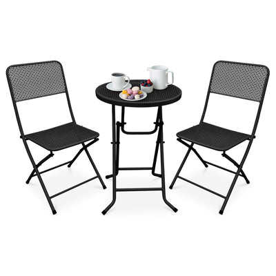 Four Seasons Courtyard Padova Foldable 3pc Bistro Dining Set, Black (Open Box) - VMInnovations