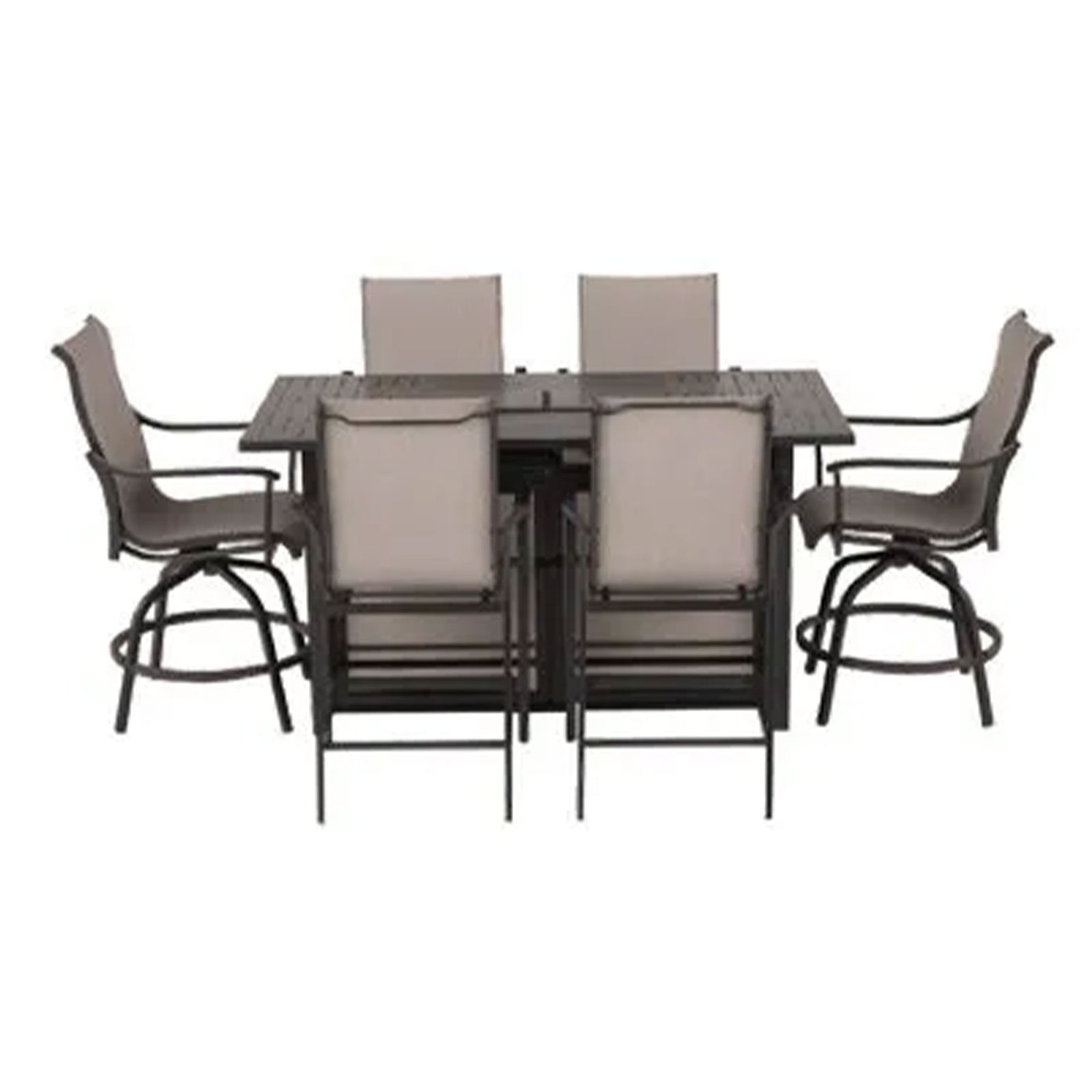Four Seasons Courtyard Manhattan 6 Piece Patio High Chair Dining Furniture, Gray - VMInnovations