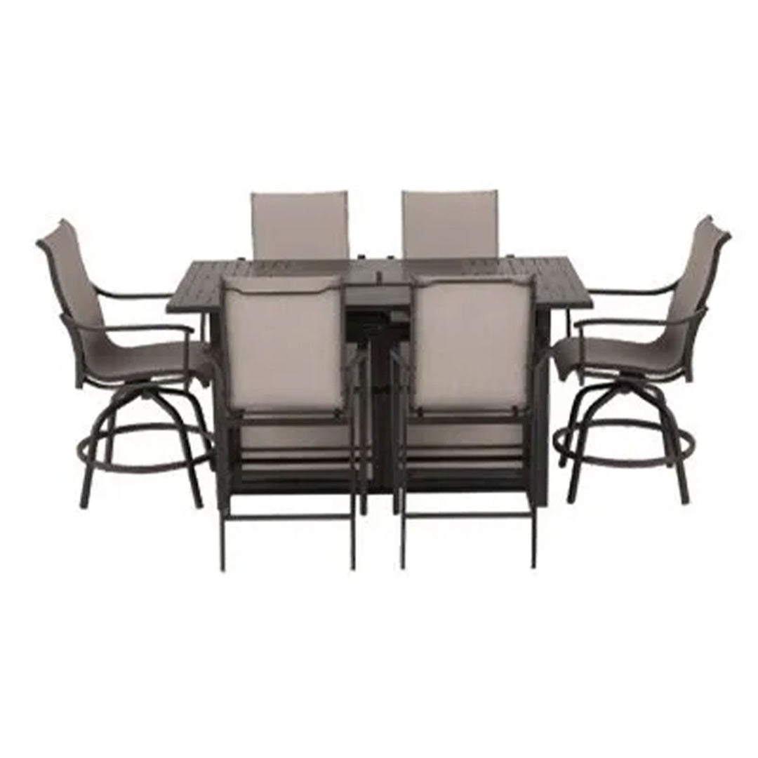 Four Seasons Courtyard Manhattan 6 Piece Patio Dining Furniture, Gray (Used)