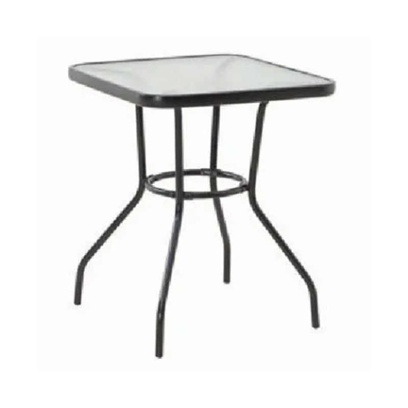 Four Seasons Courtyard Tempered Glass Top Patio Dining Table, Black (Open Box)