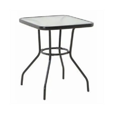 Four Seasons Courtyard Sunny Isles Tempered Glass Top Patio Table, Black (Used)