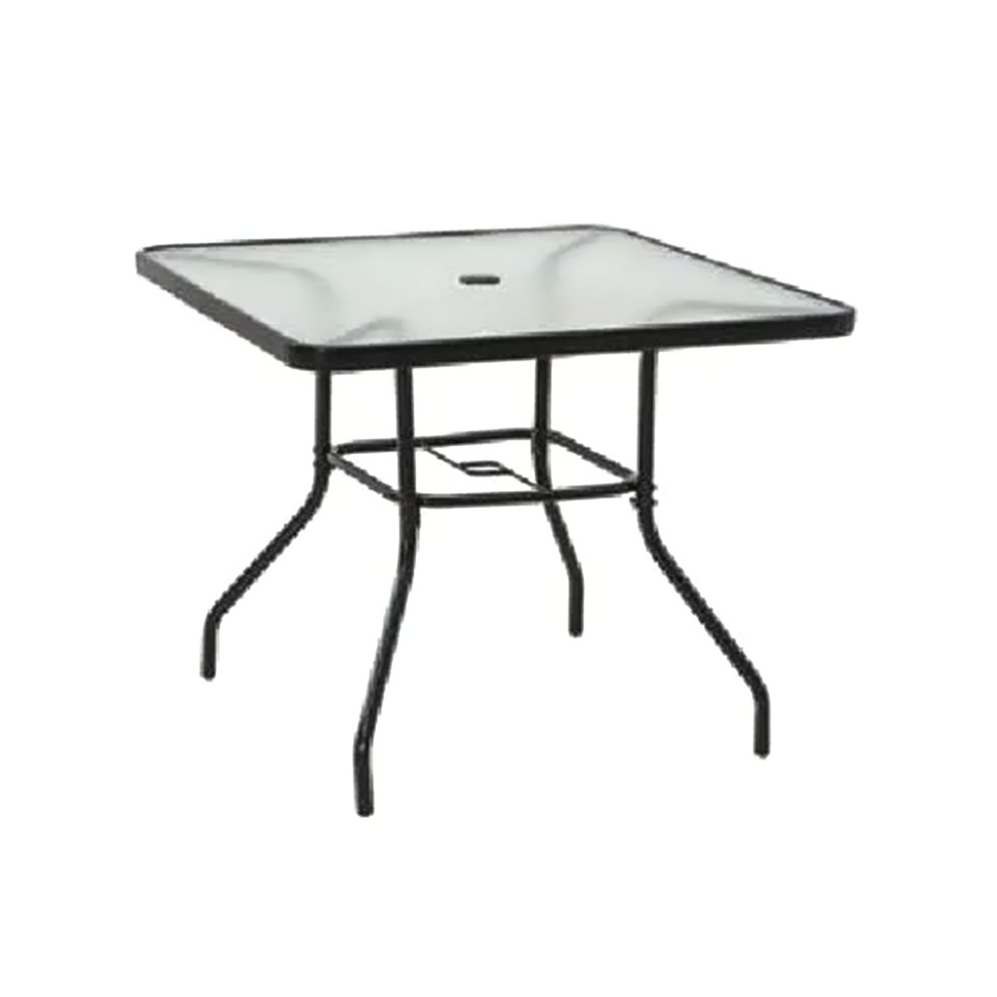 Four Seasons Courtyard Sunny Tempered Glass Top Patio Dining Table, Black (Used) - VMInnovations