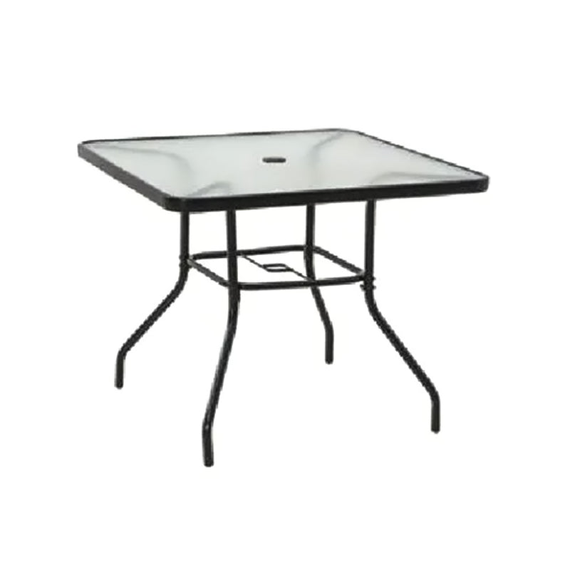 Four Seasons Courtyard Sunny Isles Tempered Glass Top Patio Dining Table, Black