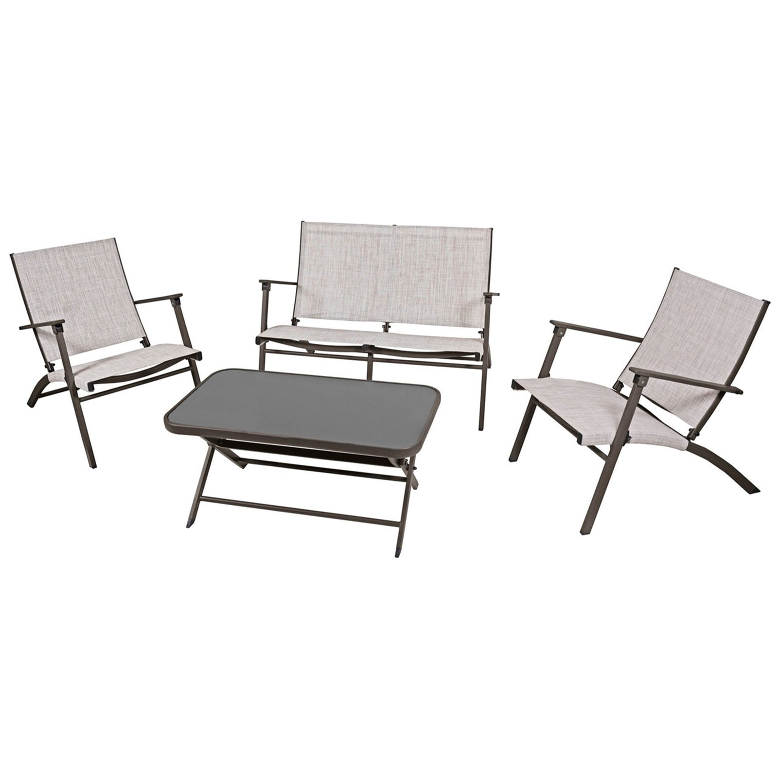 Four Seasons Courtyard Novara 4 Piece Steel Folding Outdoor Conversation Set - VMInnovations