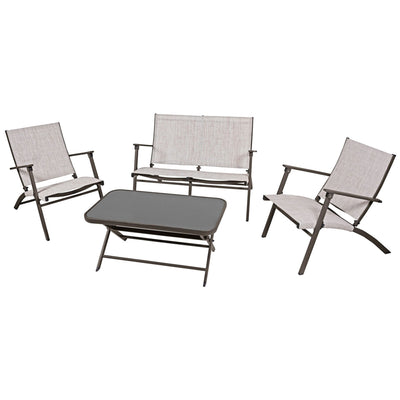 Four Seasons Courtyard Novara 4 PC Steel Folding Outdoor Conversation (Open Box)