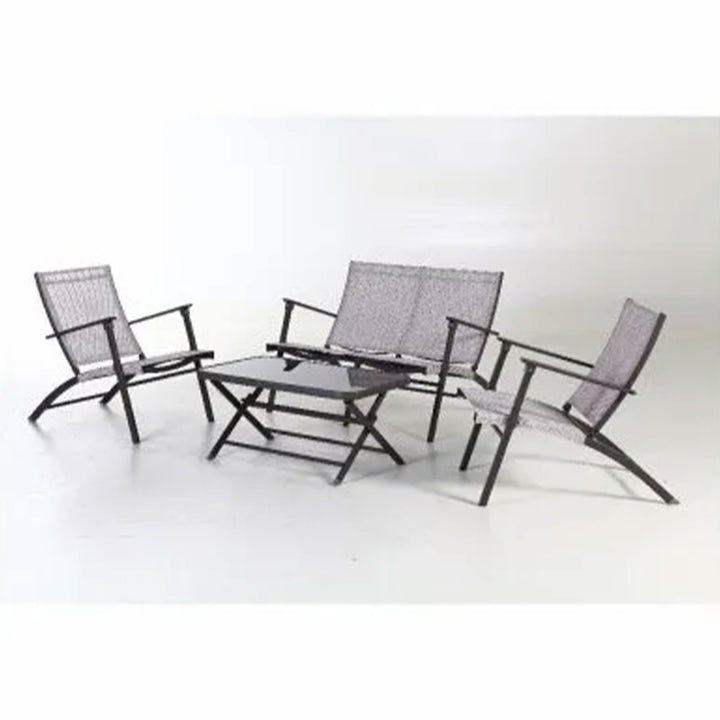 Four Seasons Courtyard Novara 4 Piece Steel Folding Outdoor Conversation Set