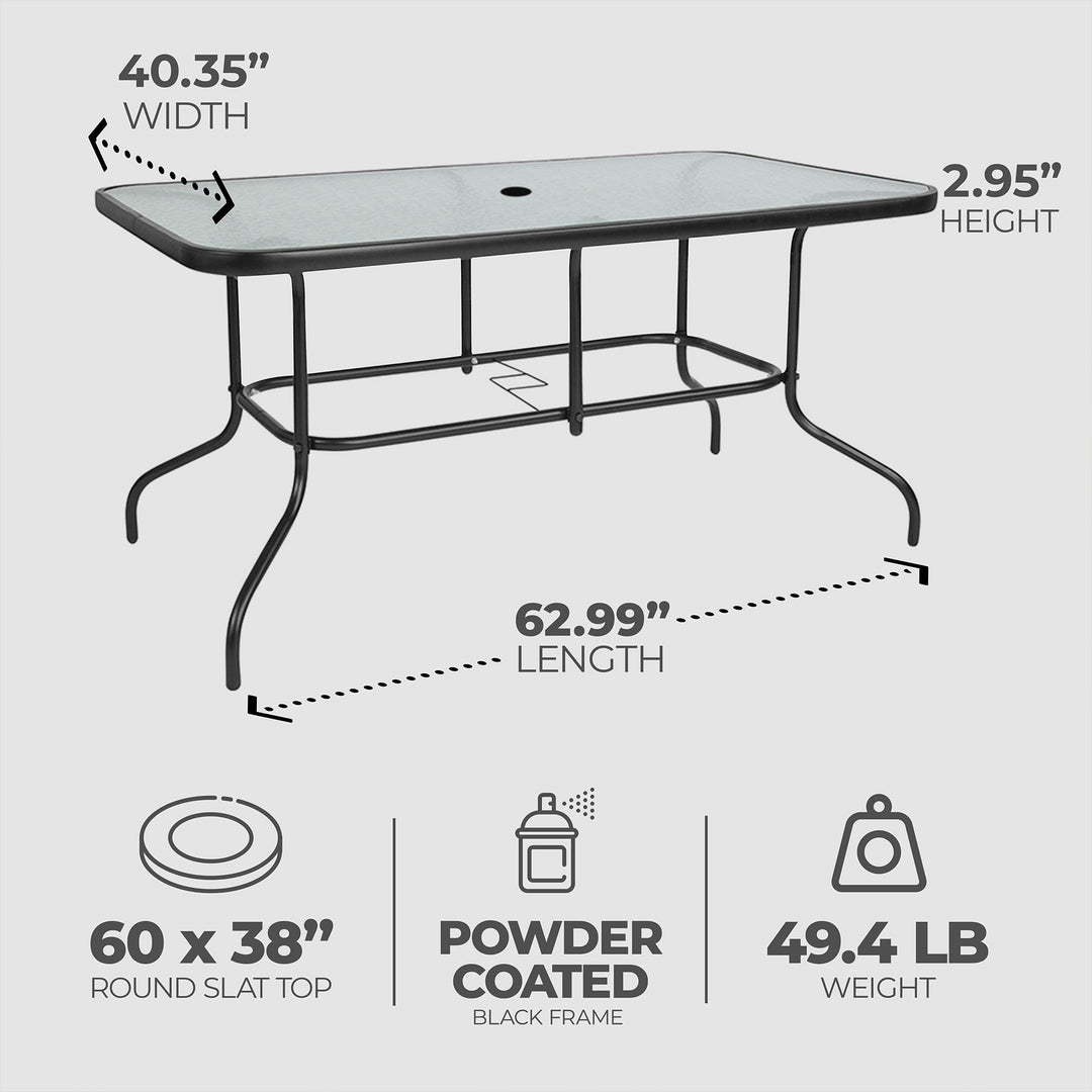 Four Seasons Courtyard Sunny Isle Glass Top Dining Table with Tempered Glass