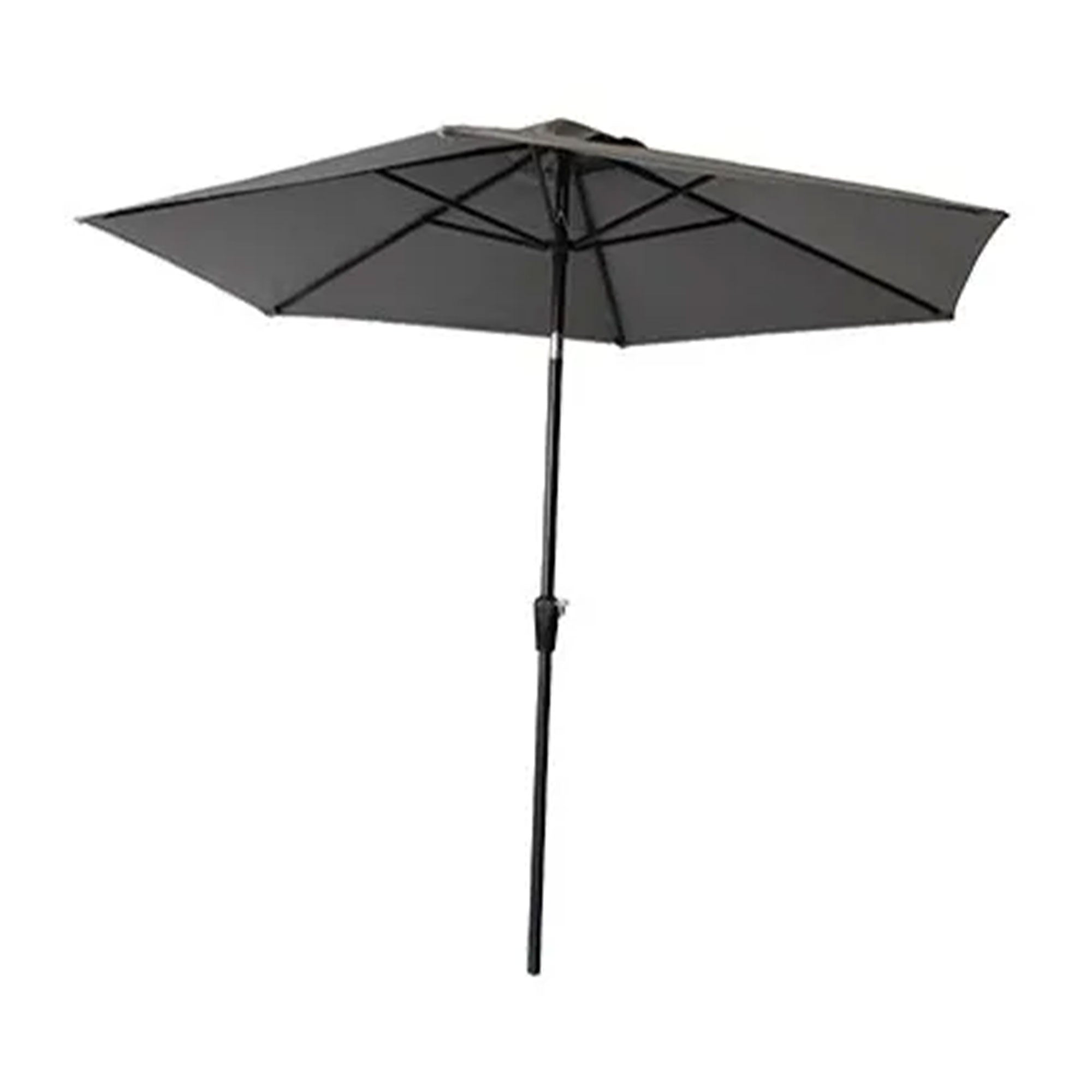 Four Seasons Courtyard 9' Round Sling Fabric Campton Hills Market Umbrella, Gray - VMInnovations