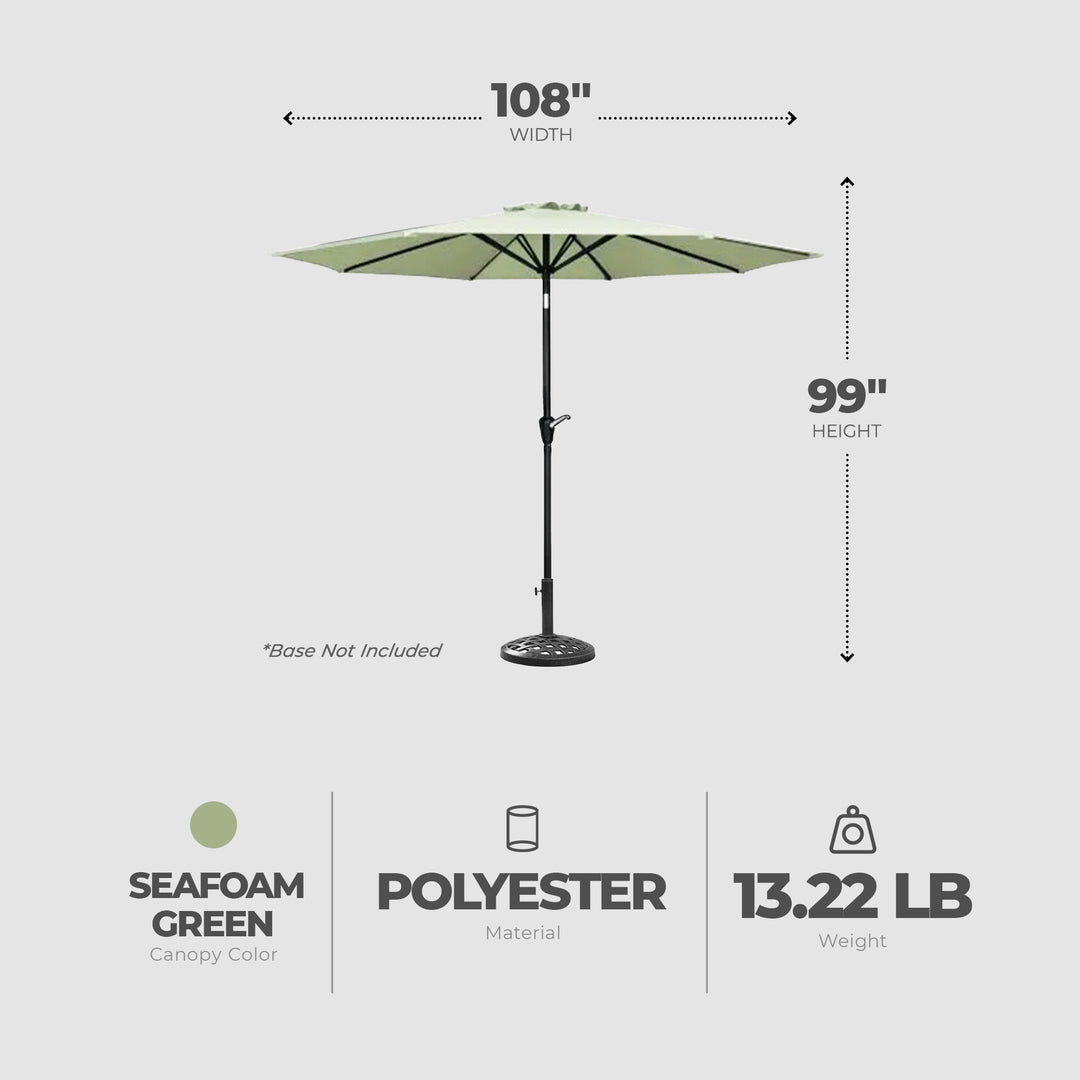 Four Seasons Courtyard 9' Polyester Patio Market Umbrella, Seafoam Green (Used) - VMInnovations