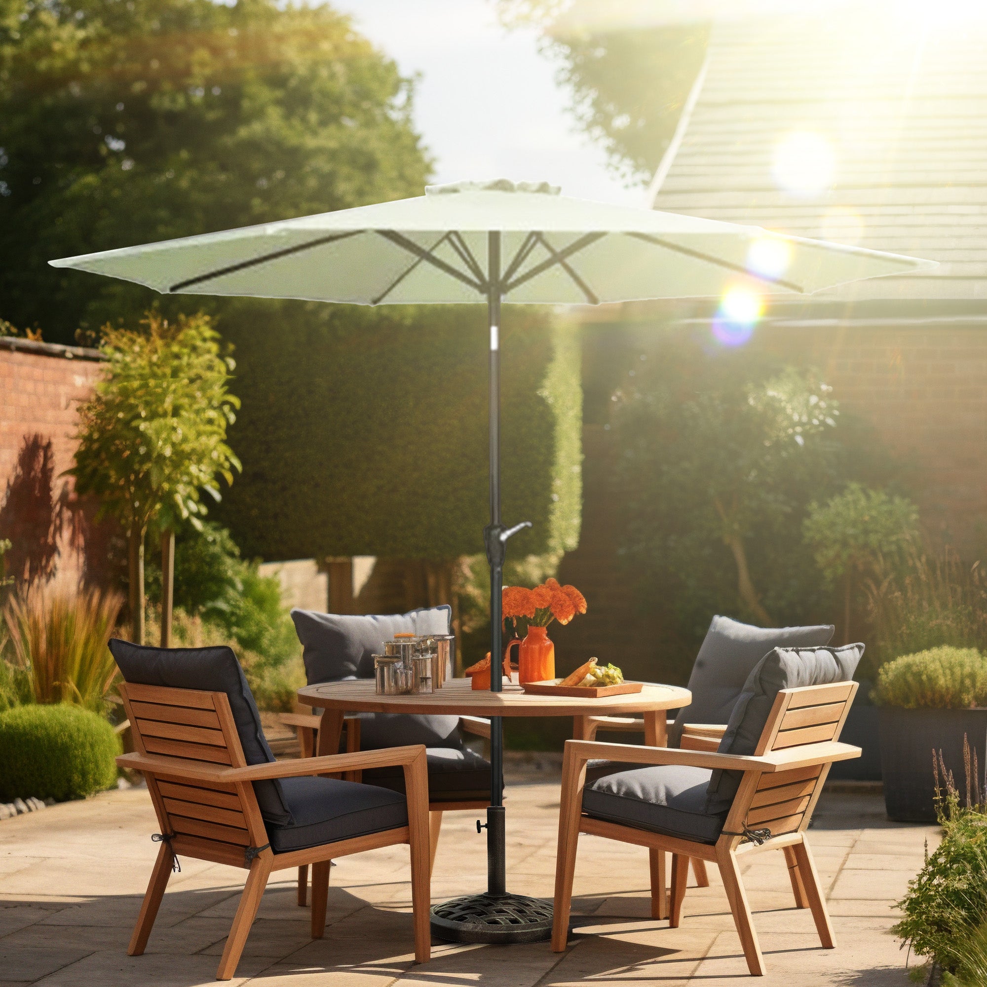 Four Seasons Courtyard 9'Polyester Patio Market Umbrella Seafoam Green(Open Box) - VMInnovations