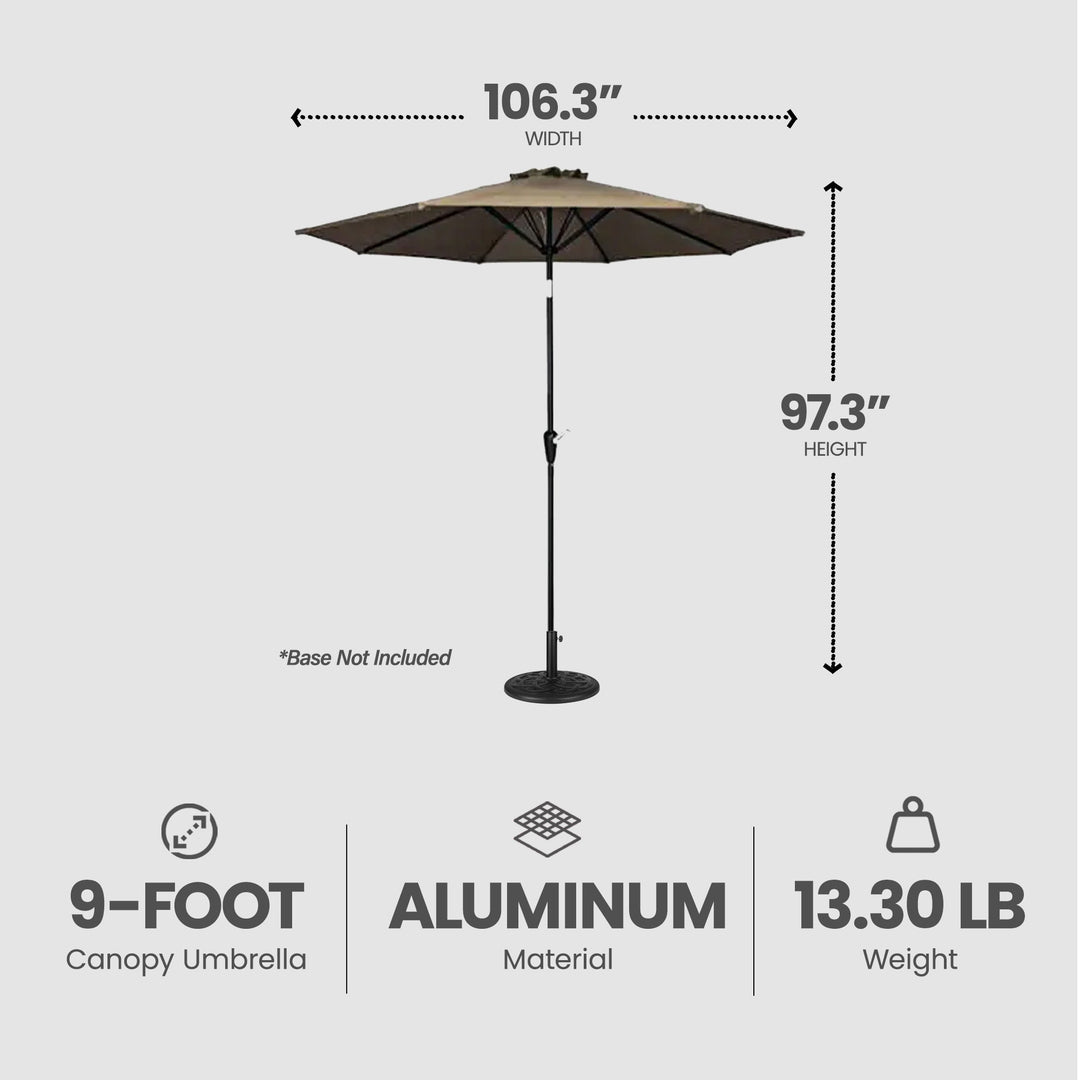 Four Seasons Courtyard 9 Foot Round Olefin Fabric Belmont Market Umbrella, Taupe