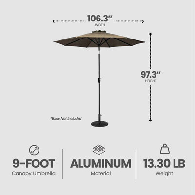 Four Seasons Courtyard 9ft Olefin Fabric Belmont Market Umbrella, Taupe (Used)