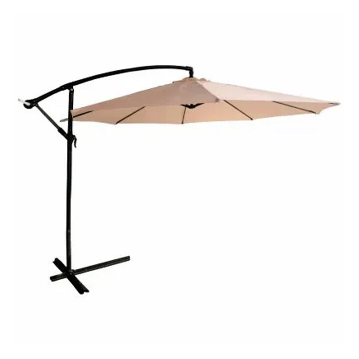 Four Seasons Courtyard 11.5ft Shaped Offset Patio Umbrella, Beige (For Parts) - VMInnovations