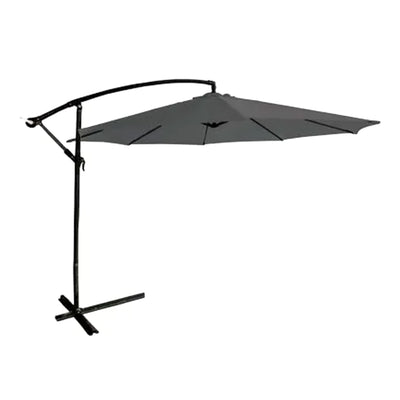 Four Seasons Courtyard 11.5' Offset Patio Umbrella, Charcoal Gray Fabric (Used) - VMInnovations