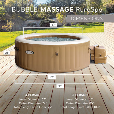 Intex 4 Person Bubble Massage Inflatable Hot Tub Spa Set, Sahara Tan (Open Box)