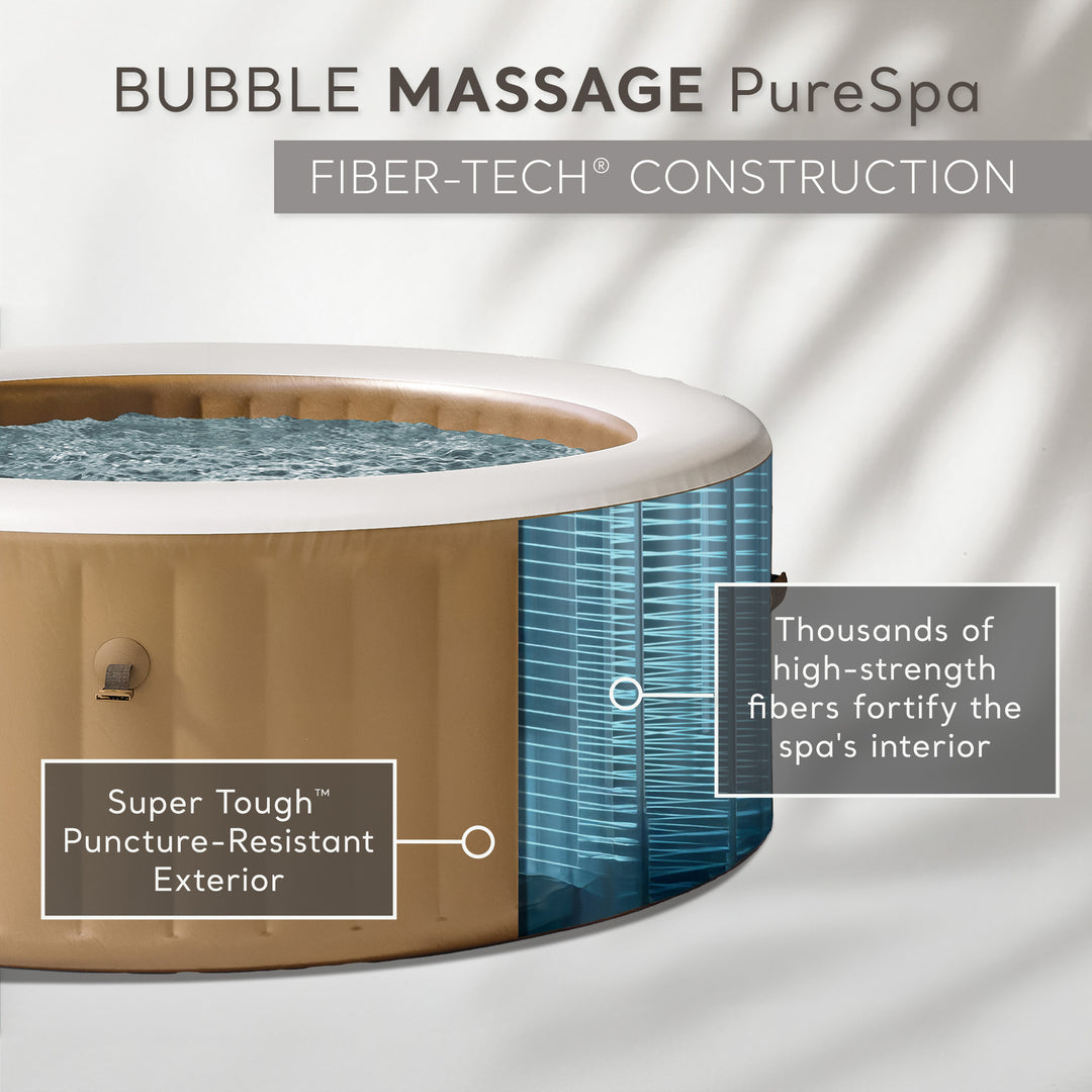 Intex PureSpa 4 Person Bubble Massage Inflatable Hot Tub Spa Set, Sahara Tan