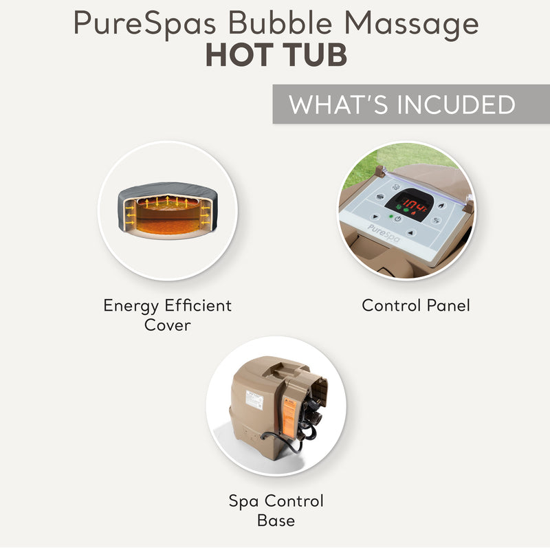 Intex PureSpa 4 Person Bubble Massage Inflatable Hot Tub Spa Set, Sahara Tan