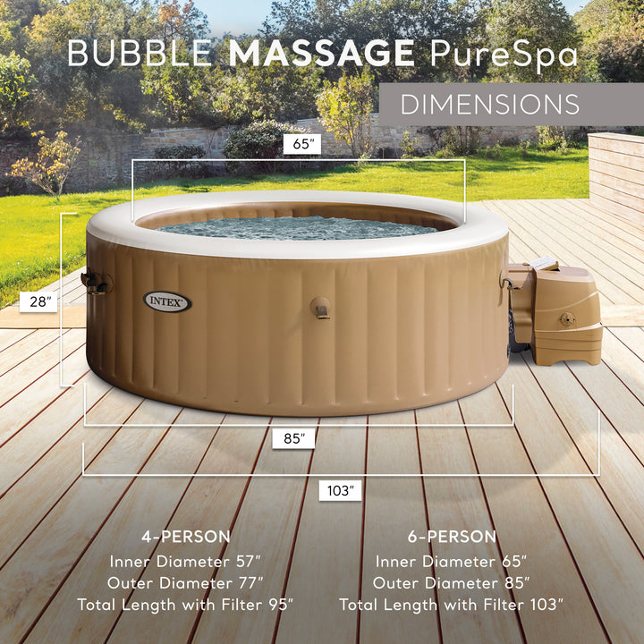 Intex 6 Person Bubble Massage Inflatable Hot Tub Spa Set, Sahara Tan(Open Box)