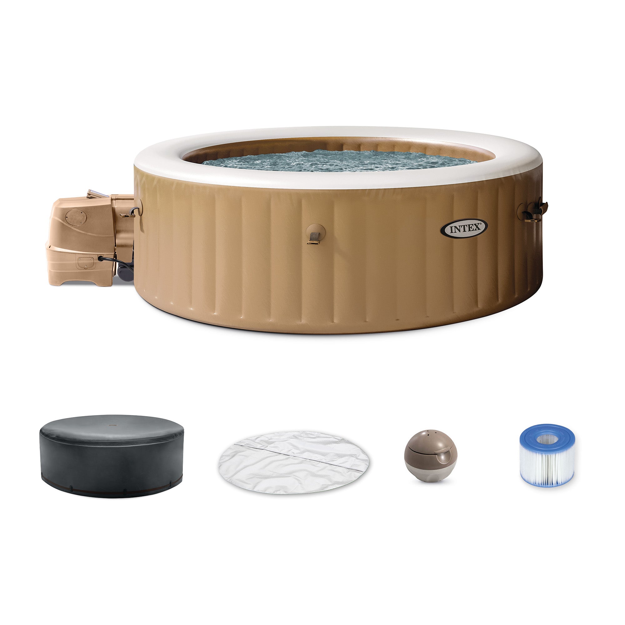 Intex 6 Person Bubble Massage Inflatable Hot Tub Spa Set, Sahara Tan(Open Box)