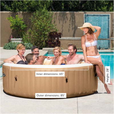 Intex 6 Person Bubble Massage Inflatable Hot Tub Spa Set, Sahara Tan (Used)