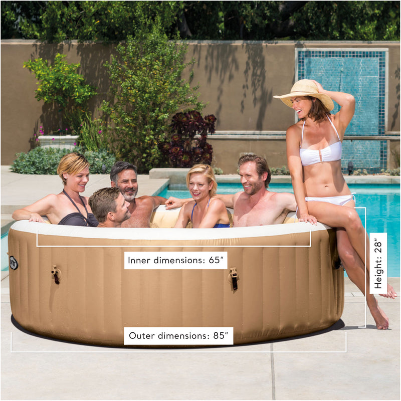 Intex PureSpa 6 Person Bubble Massage Hot Tub Spa Set, Sahara Tan (Open Box)