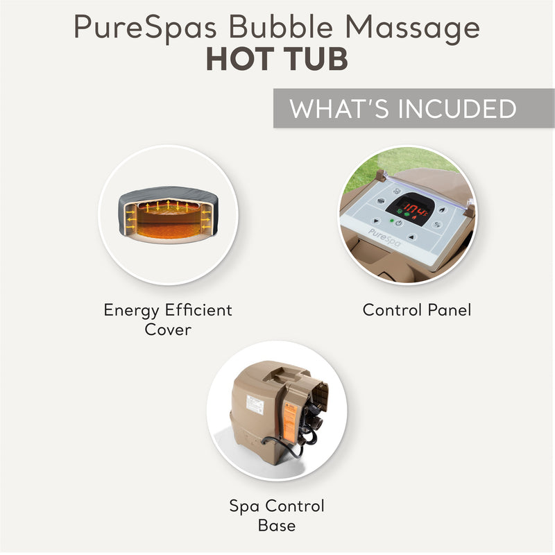 Intex PureSpa 6 Person Bubble Massage Hot Tub Spa Set, Sahara Tan (Open Box)