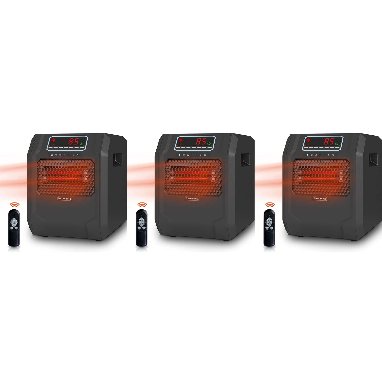 VOLTORB Portable Electric Space Heater w/Remote Control & Fan Only Mode (3 Pack) - VMInnovations