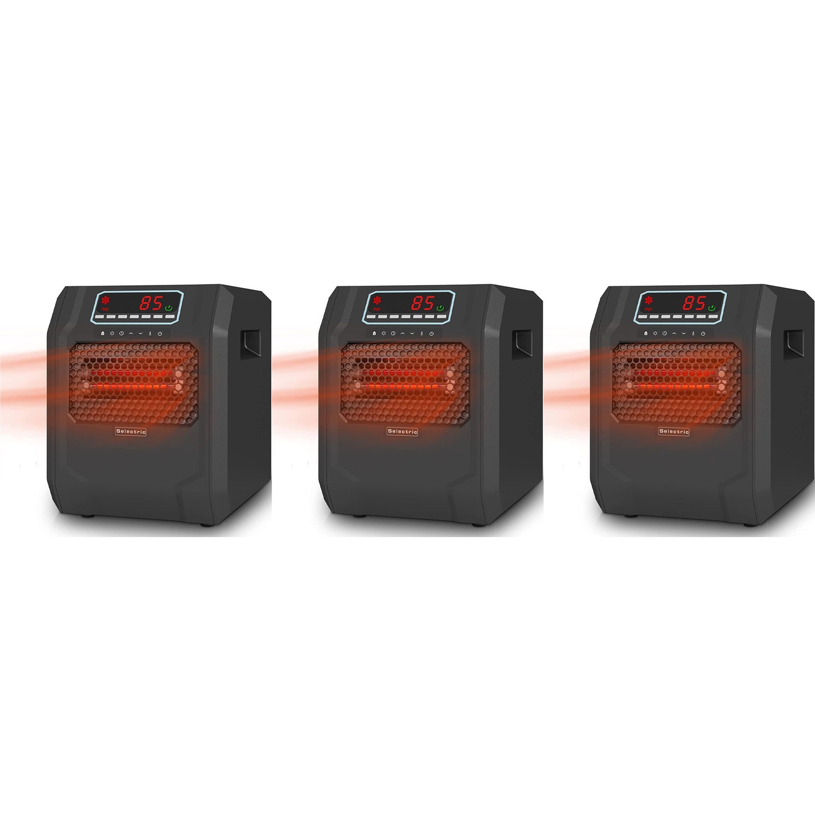 VOLTORB Portable Corded Electric Space Heater w/3 Heat Settings, Black (3 Pack) - VMInnovations