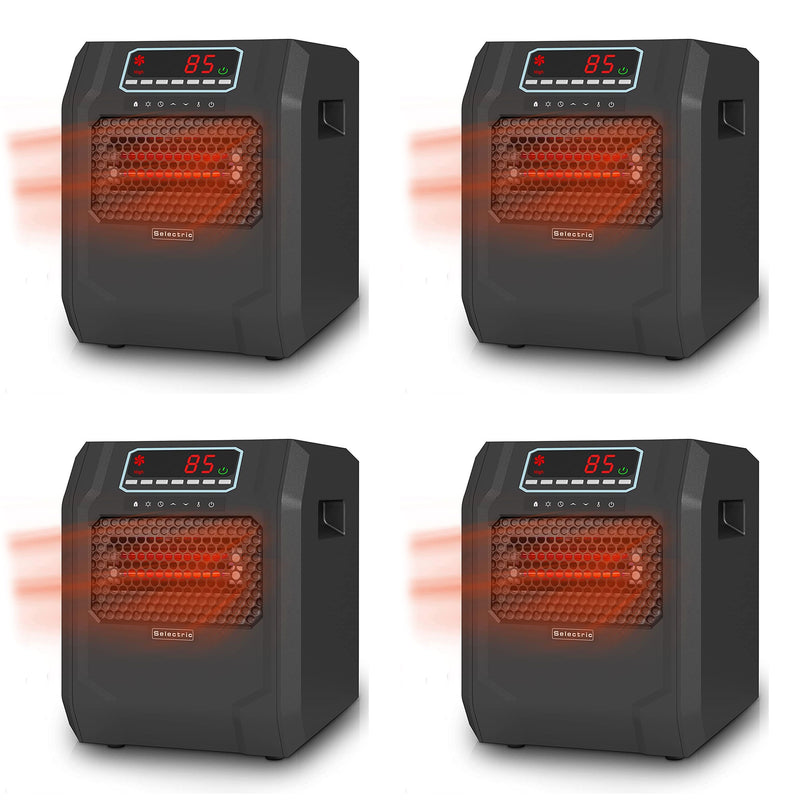VOLTORB Portable Corded Electric Space Heater w/3 Heat Settings, Black (4 Pack)