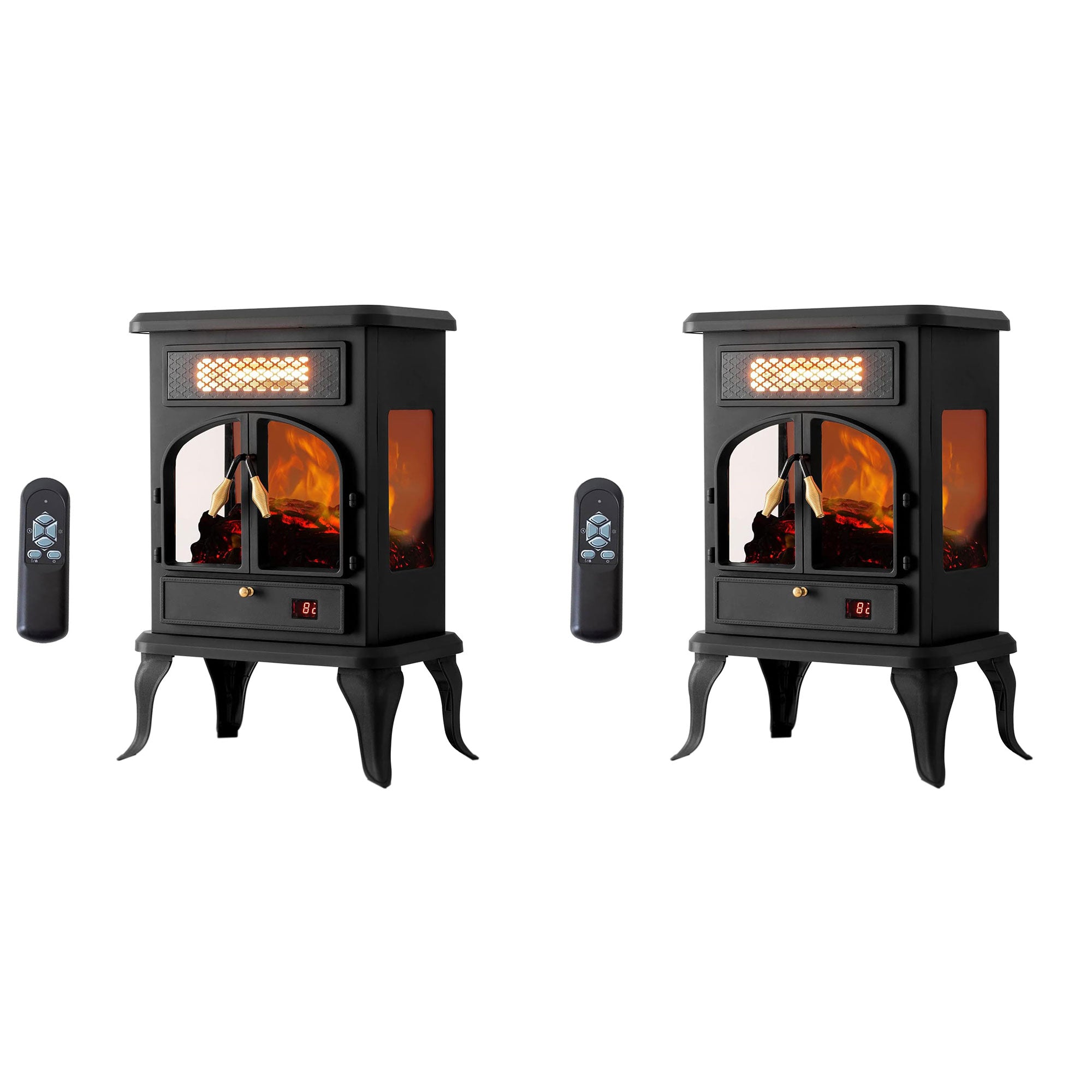 selectric Freestanding Electric Fireplace Heater w/Remote, Dark Black (2 Pack) - VMInnovations